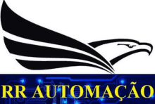 a logo for a company called rr automacao has an eagle on it .