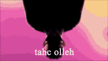 tahc oleh is written on a pink background