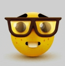 a yellow smiley face wearing glasses and a surprised expression .