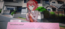 a screenshot of a video game with sayori talking to keisen