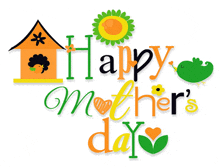 a happy mother 's day greeting card with a birdhouse and flowers