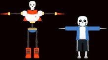 papyrus and sans are standing next to each other