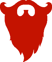 a red beard with a white g on it is on a white background