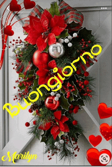 a picture of a christmas wreath with the words buongiorno marilyn