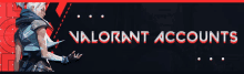 a banner for valorant accounts with a drawing of a woman