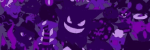 a bunch of purple monsters are standing next to each other on a purple background