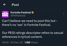 a screenshot of a fortnite festival post