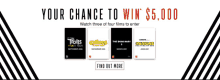 an advertisement for a chance to win $ 5,000 with four movies to enter