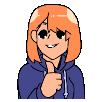 a cartoon of a girl with orange hair giving a thumbs up