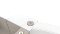 a white item with a gray button that says ' g ' on it