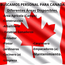 a canadian flag with the words buscamos personal para canada written on it