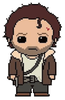 a pixel art drawing of rick from the walking dead