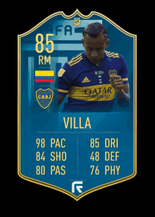 a soccer card for villa with a purple jersey