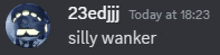 a screenshot of a discord conversation between 23edjj and silly wanker