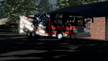 a fire truck with an american flag painted on it