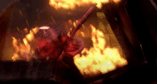 a computer generated image of a person being eaten by a fire