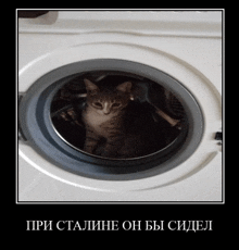 a picture of a cat in a washing machine with russian writing