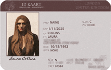 a london united kingdom id kaart with a picture of a woman on it