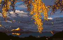 a pixel art of a tree with yellow leaves