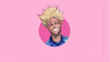 a drawing of a man with blonde hair and pink eyes