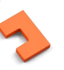 an orange letter l is sitting on a white background .