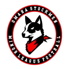 omaha stockmen minor league football logo with a dog in the center