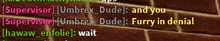 a brick wall with the words " supervisor " and " umbrex dude " on it