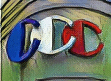 a painting of the letters cdc on a green wall