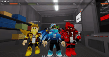 a group of roblox characters are standing in a room with a sign that says ' colegio privado ' on it