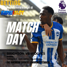 a poster for brighton vs wolves on january 23th at the american express community stadium