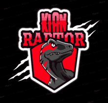 a logo with a dinosaur and the words khan raptor on it