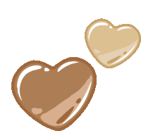 two brown hearts on a white background with one being larger than the other