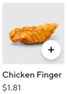 a picture of a chicken finger with the price of 1.81