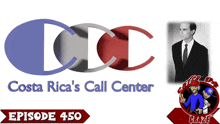 a logo for costa rica 's call center with a man in a suit and tie