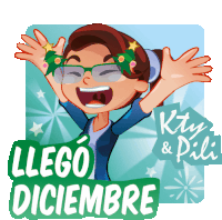 a cartoon of a woman wearing christmas glasses and a sign that says llego diciembre