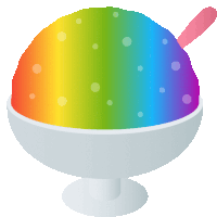 a bowl of rainbow colored ice cream with a spoon