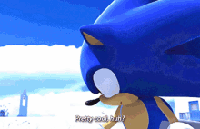 sonic the hedgehog says " pretty cool huh " in a video game scene