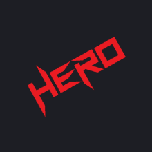 a black background with red letters that spell out the word hero