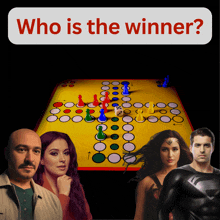 a poster asking who is the winner with a board game