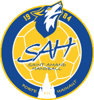 a logo for saint-amand handball with a wolf on it