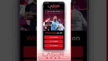 a cell phone with a screenshot of the laser book website on it .