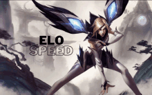 a poster of a woman with wings and the words elo speed below her