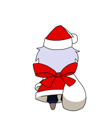 a drawing of a person wearing a santa hat and holding a bag