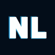 the letters nl are glowing in the dark on a dark background .