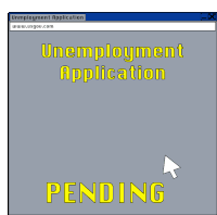 a computer screen shows an unemployment application being pending