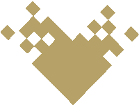 a gold heart with a white background and a few squares around it