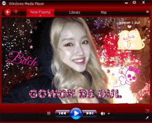 a windows media player with a picture of a girl and the words gowon de dul on the screen