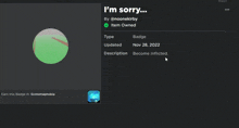 a screen that says i 'm sorry and says delete item