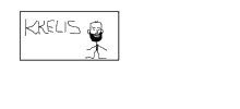 a stick figure with a beard and the word krelis on it