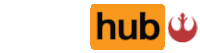 a pornhub logo with a red star wars icon